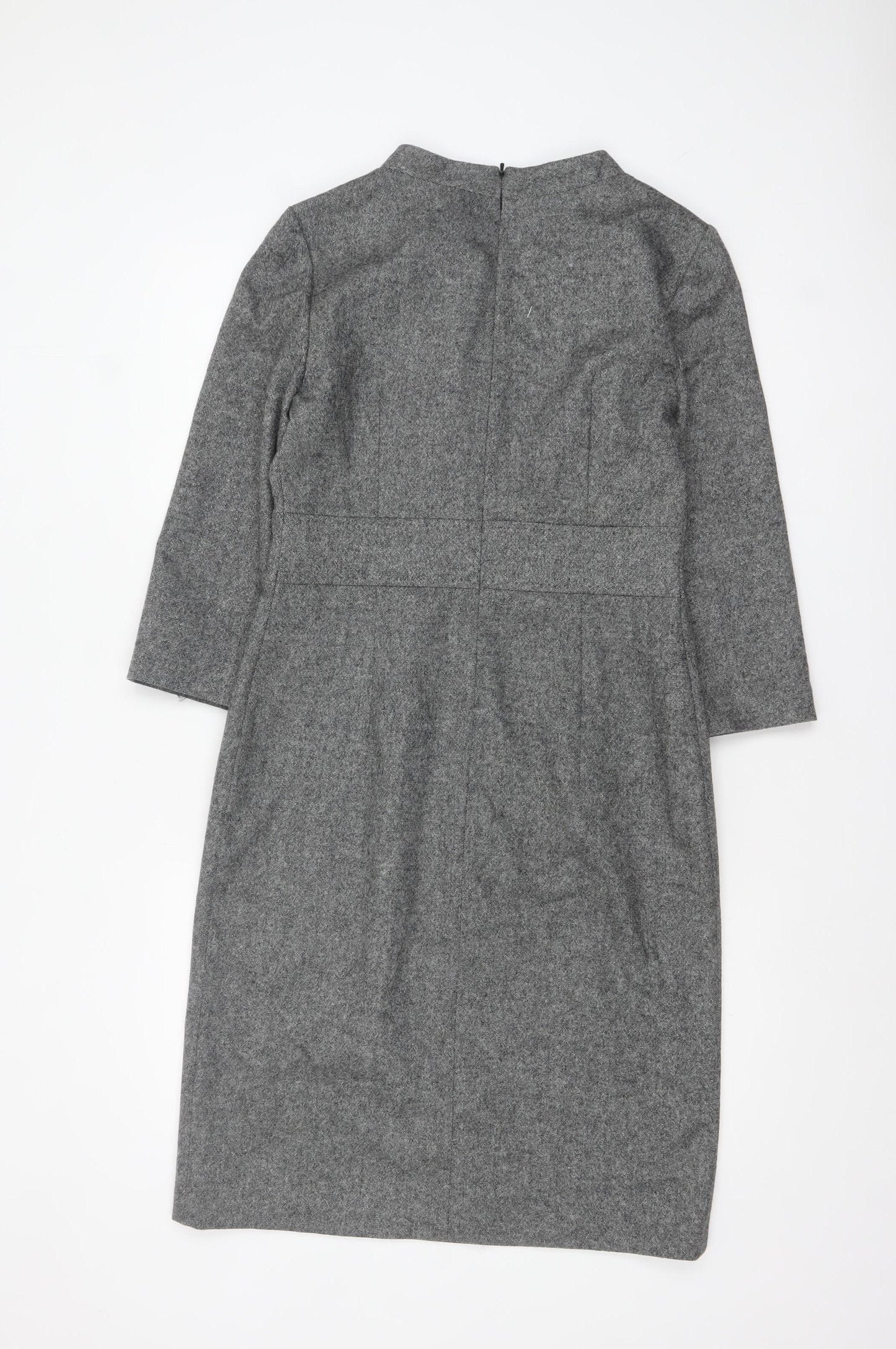 Austin Reed Women Grey Wool Blend Sheath Dress Size 10 Workwear