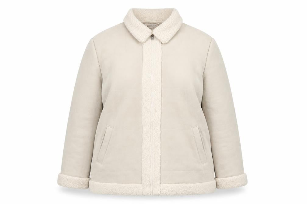 Bonmarché Women Beige Fleece Lined Zip Jacket XL Winter Warm