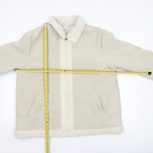 Bonmarché Women Beige Fleece Lined Zip Jacket XL Winter Warm