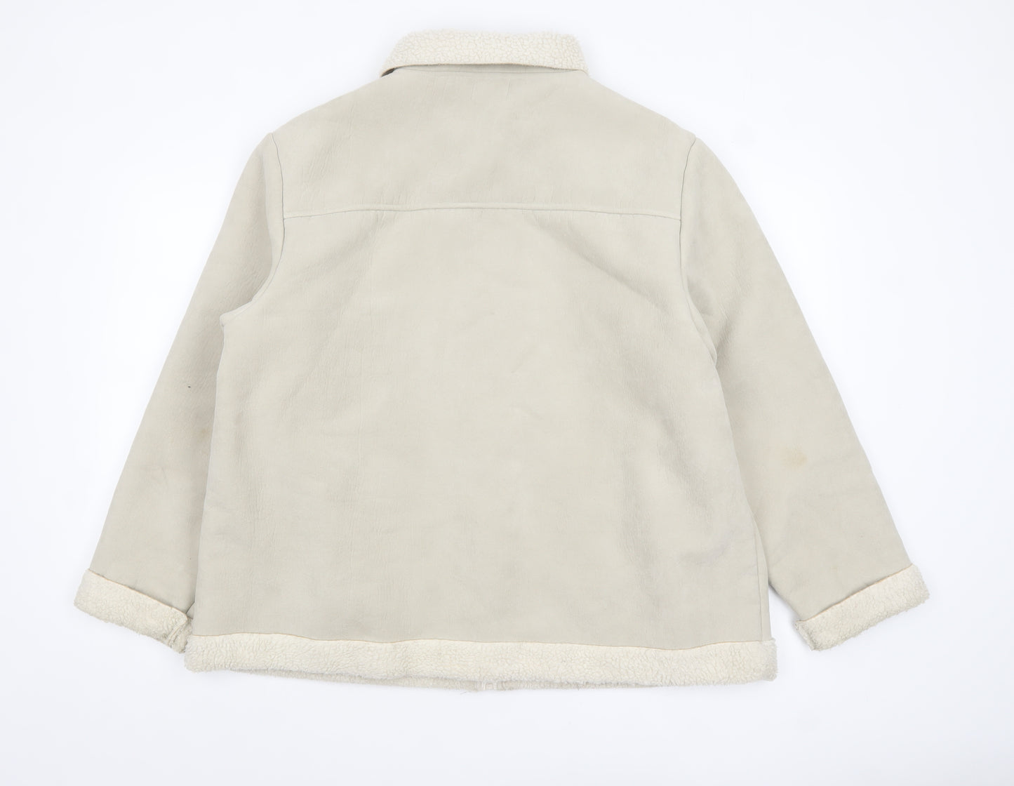 Bonmarché Women Beige Fleece Lined Zip Jacket XL Winter Warm