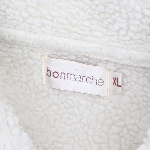 Bonmarché Women Beige Fleece Lined Zip Jacket XL Winter Warm