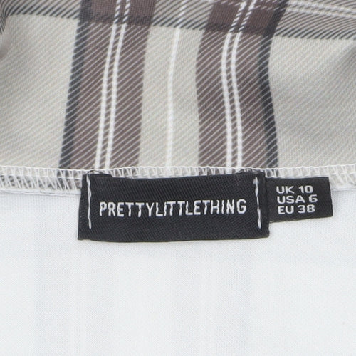 PrettyLittleThing Women Grey Check Double-Breasted Blazer UK 10
