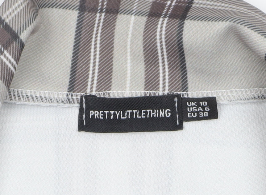 PrettyLittleThing Women Grey Check Double-Breasted Blazer UK 10