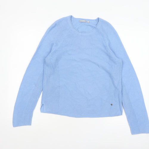 Rabe Women Blue Cotton Acrylic Crew Neck Knit Jumper Size 8