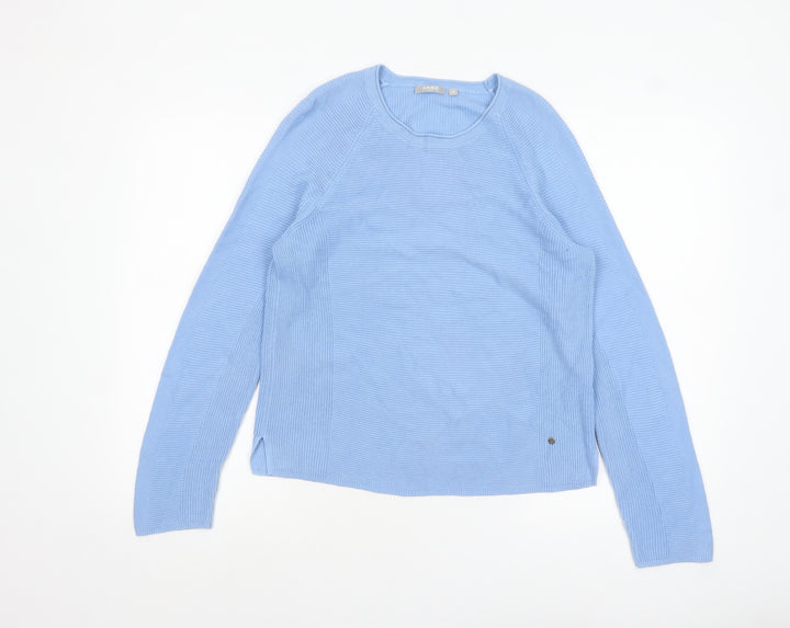 Rabe Women Blue Cotton Acrylic Crew Neck Knit Jumper Size 8