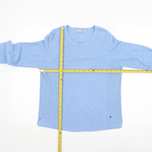 Rabe Women Blue Cotton Acrylic Crew Neck Knit Jumper Size 8