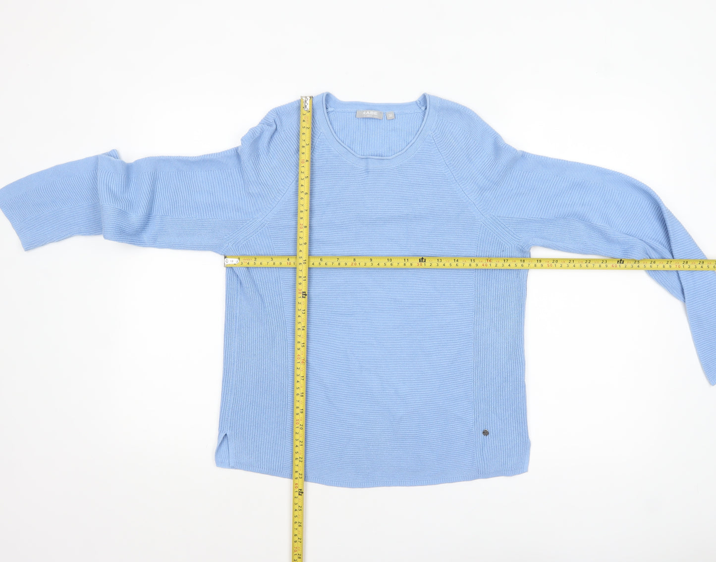 Rabe Women Blue Cotton Acrylic Crew Neck Knit Jumper Size 8