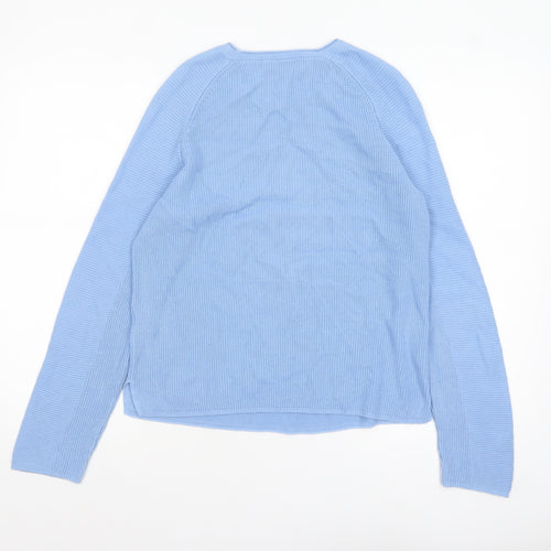 Rabe Women Blue Cotton Acrylic Crew Neck Knit Jumper Size 8