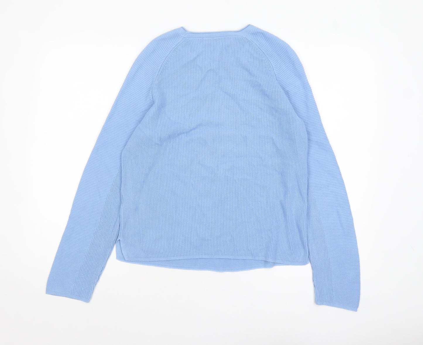 Rabe Women Blue Cotton Acrylic Crew Neck Knit Jumper Size 8