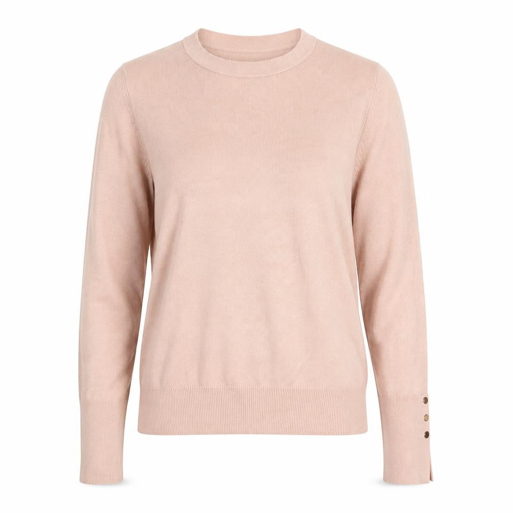 Front view of Zara Women Beige Crew Neck Button Cuff jumper, size 10