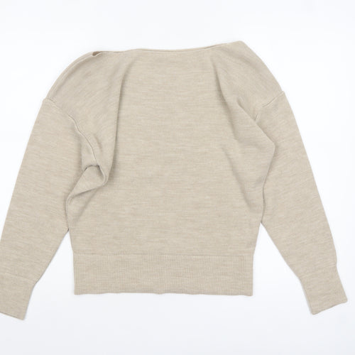 THE ROCKN REV Women’s Beige Boat Neck Acrylic Jumper Size 10
