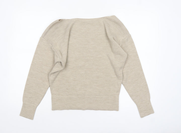 THE ROCKN REV Women’s Beige Boat Neck Acrylic Jumper Size 10