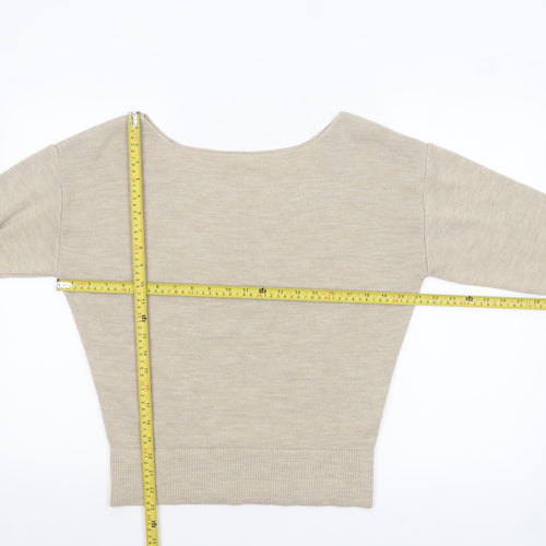 THE ROCKN REV Women’s Beige Boat Neck Acrylic Jumper Size 10