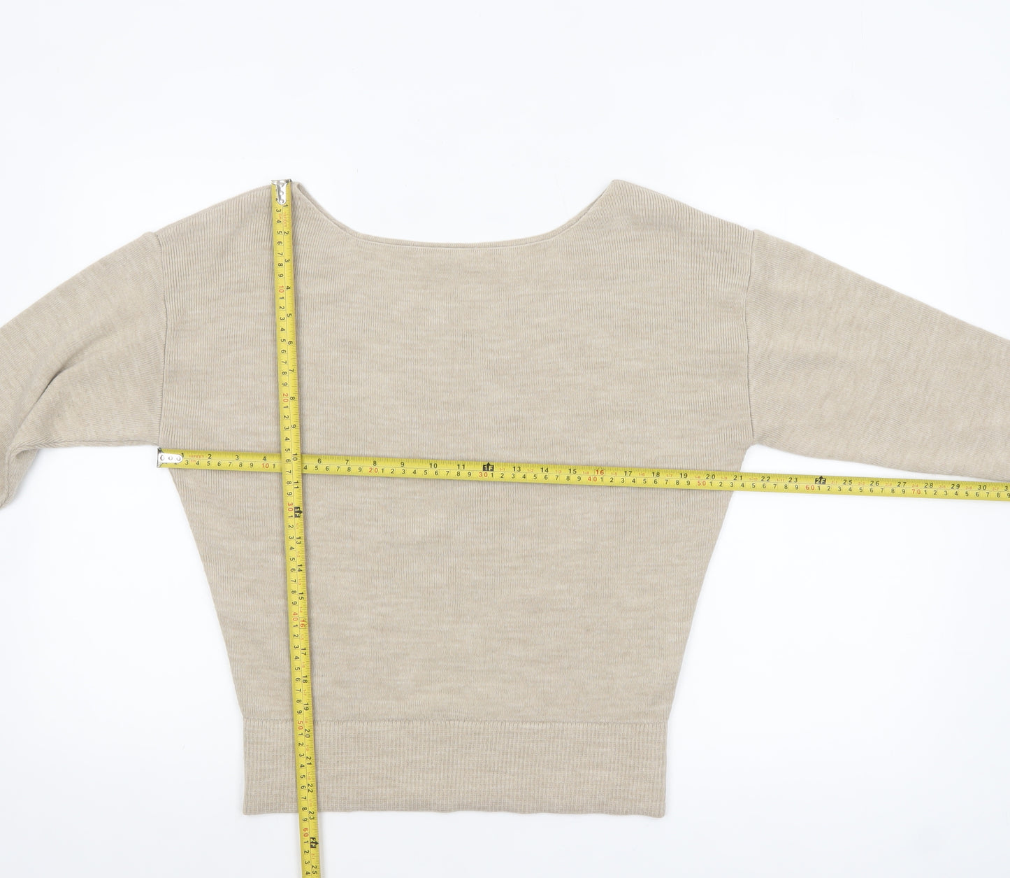 THE ROCKN REV Women’s Beige Boat Neck Acrylic Jumper Size 10