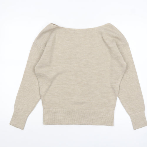 THE ROCKN REV Women’s Beige Boat Neck Acrylic Jumper Size 10