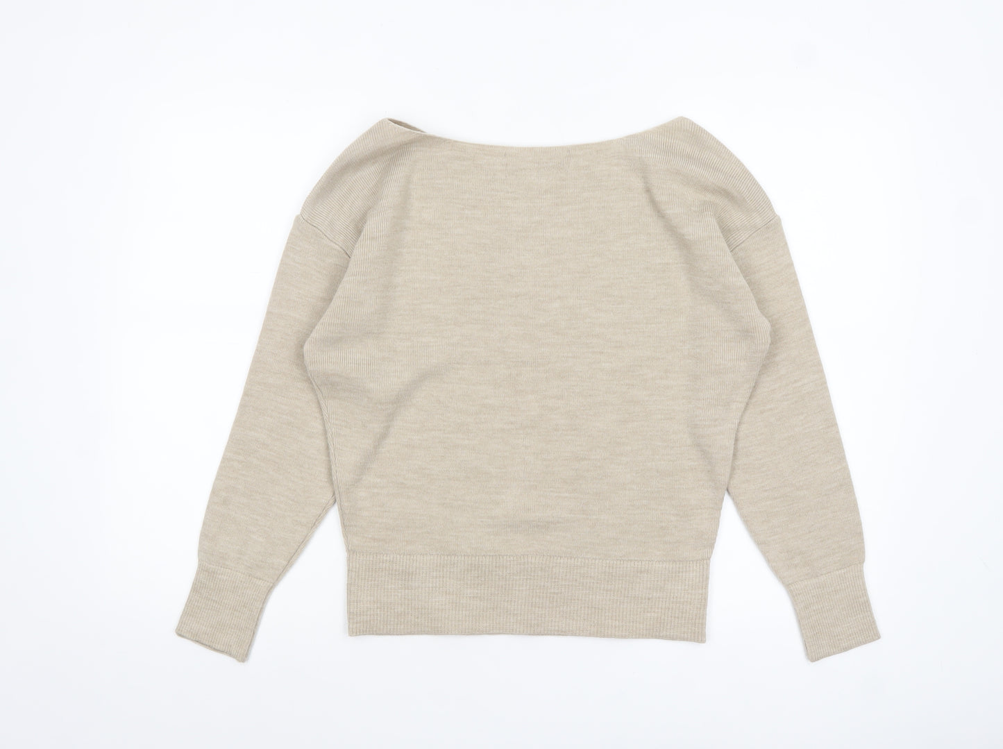 THE ROCKN REV Women’s Beige Boat Neck Acrylic Jumper Size 10