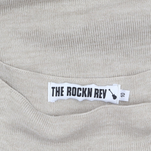 THE ROCKN REV Women’s Beige Boat Neck Acrylic Jumper Size 10