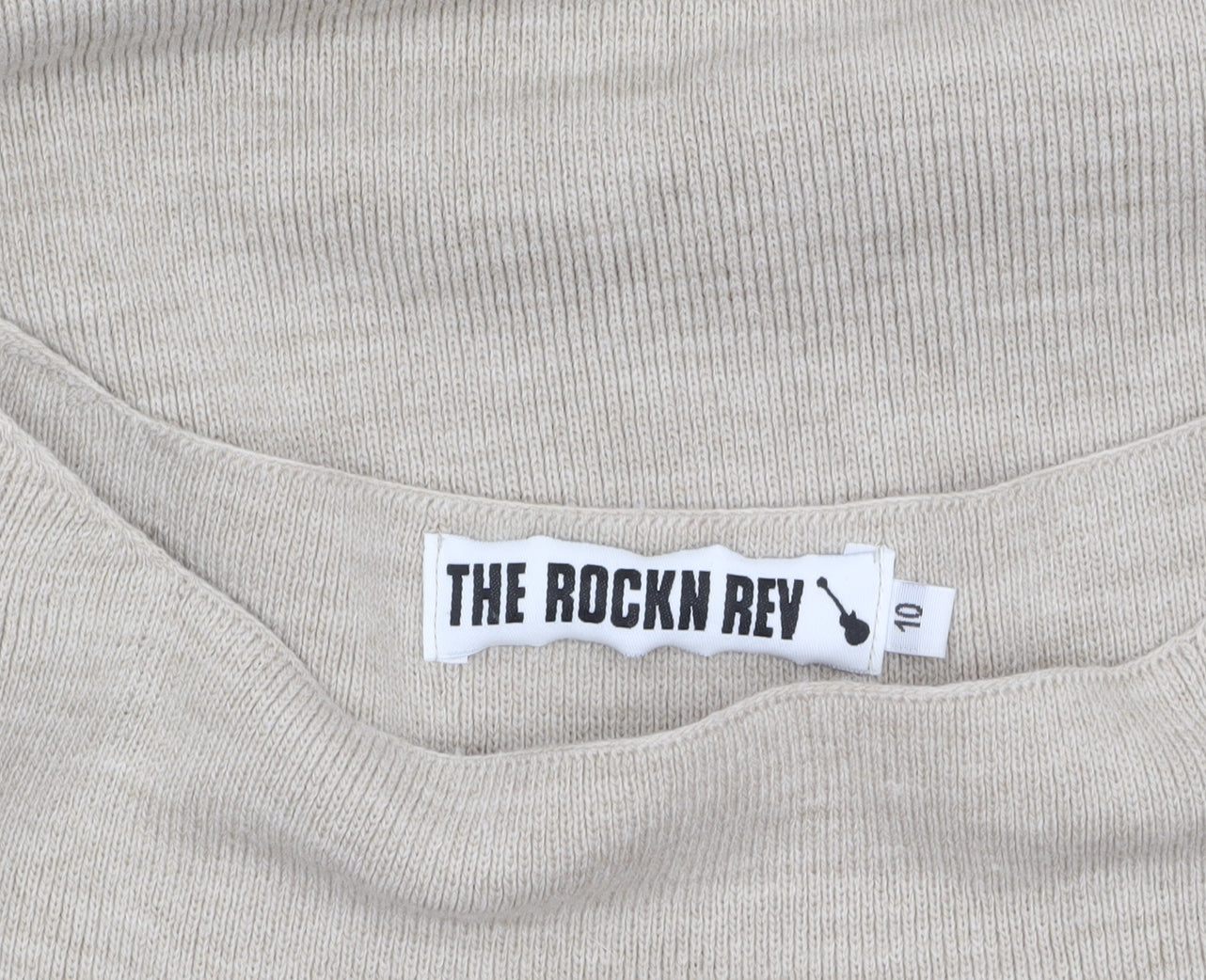 THE ROCKN REV Women’s Beige Boat Neck Acrylic Jumper Size 10
