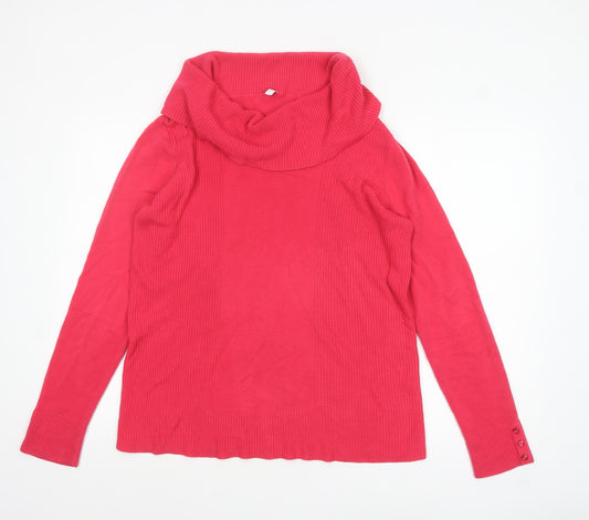 BHS Women’s Pink Cowl Neck Long Sleeve Knit Jumper Size 18