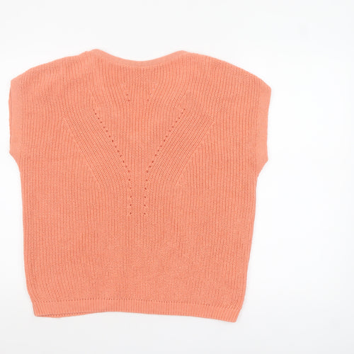 Tu Women’s Orange V-Neck Knit Cotton Blend Pullover Jumper Size 12