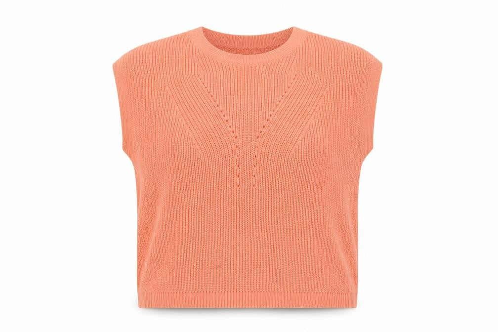 Front view of Tu Women’s Orange V-Neck Knit Cotton Blend jumper, size UK 12