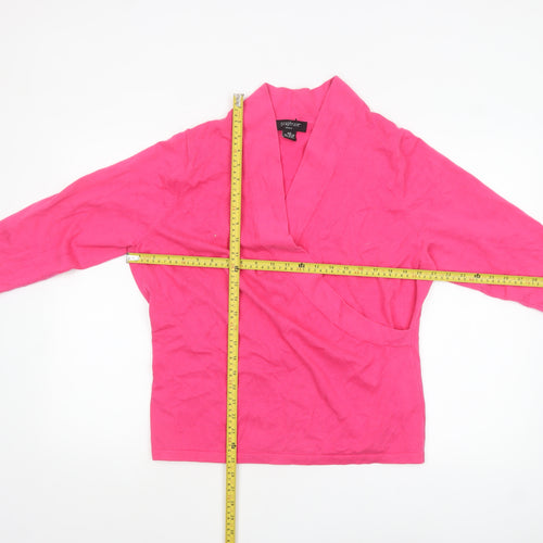 Paraphrase Women Pink Wrap Jumper Cotton Nylon 2XL V-Neck Lightweight