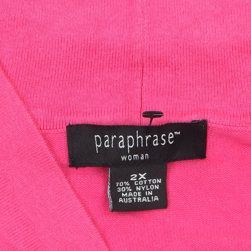 Paraphrase Women Pink Wrap Jumper Cotton Nylon 2XL V-Neck Lightweight