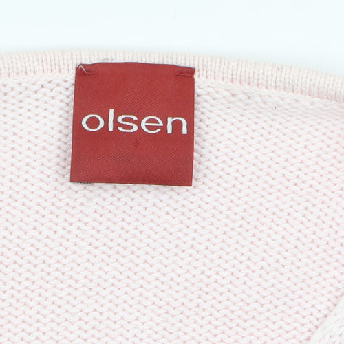 Olsen Women’s Pink V-Neck Long Sleeve Acrylic Cotton Jumper Size 14