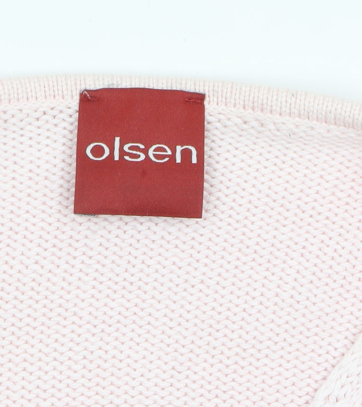 Olsen Women’s Pink V-Neck Long Sleeve Acrylic Cotton Jumper Size 14