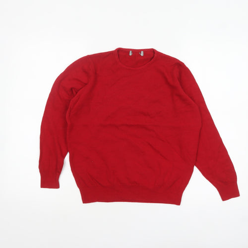 Marks and Spencer Women's Red Wool Crew Neck Jumper Size 10