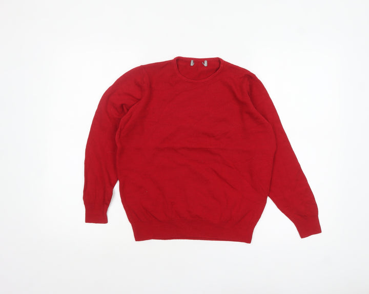 Marks and Spencer Women's Red Wool Crew Neck Jumper Size 10