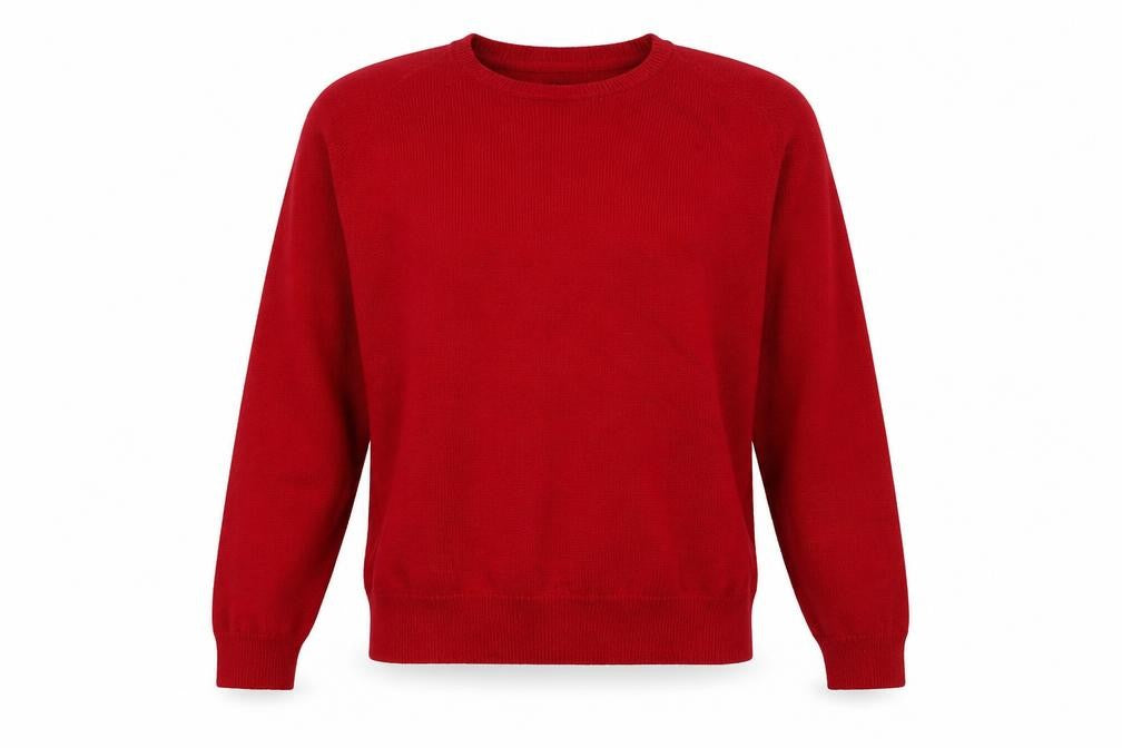 Front view of Marks & Spencer Women's Red Wool Crew Neck Jumper, size 10