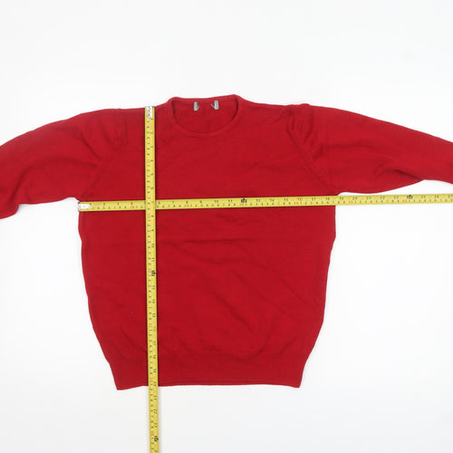 Marks and Spencer Women's Red Wool Crew Neck Jumper Size 10