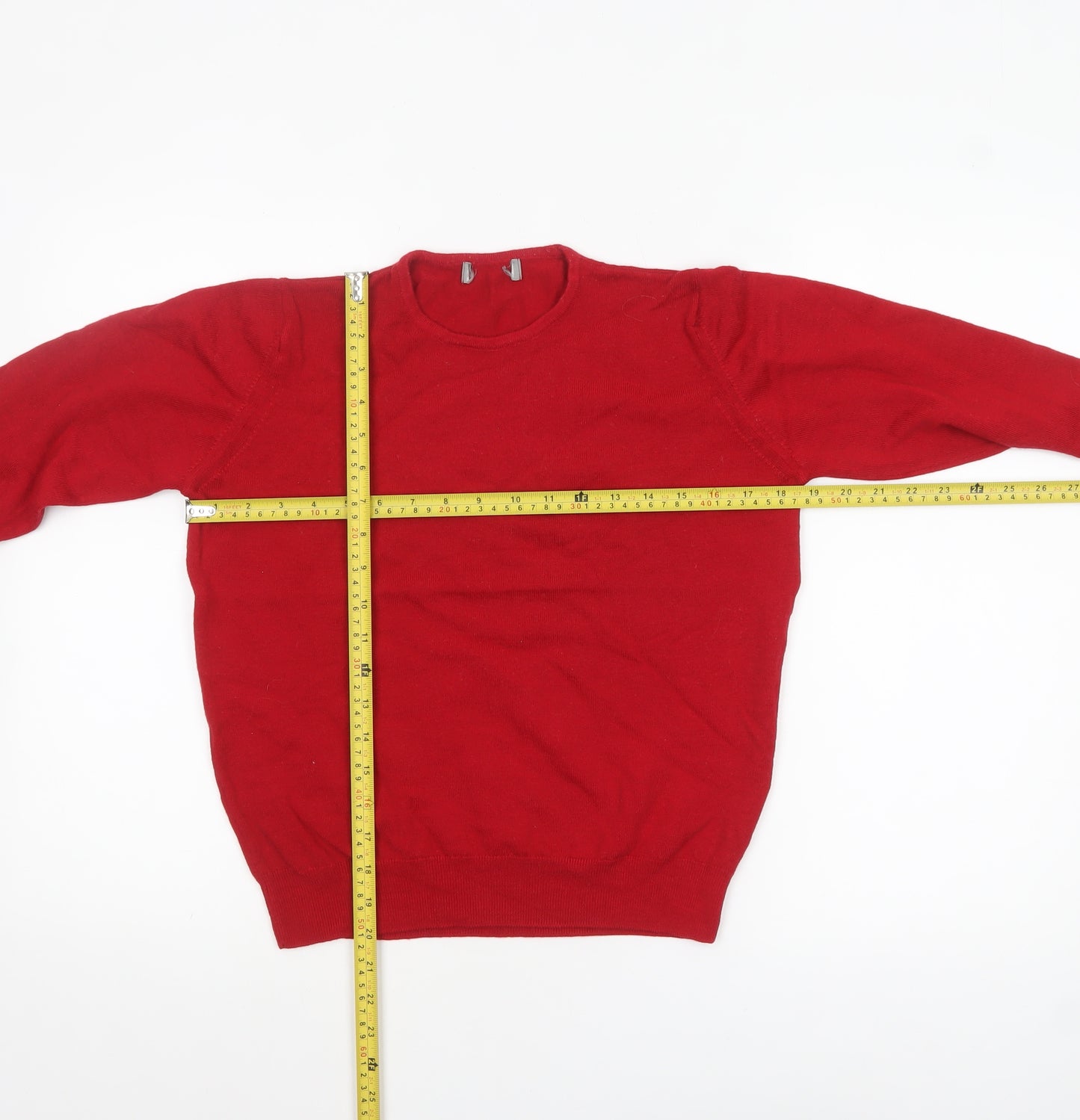 Marks and Spencer Women's Red Wool Crew Neck Jumper Size 10