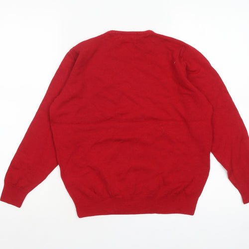 Marks and Spencer Women's Red Wool Crew Neck Jumper Size 10