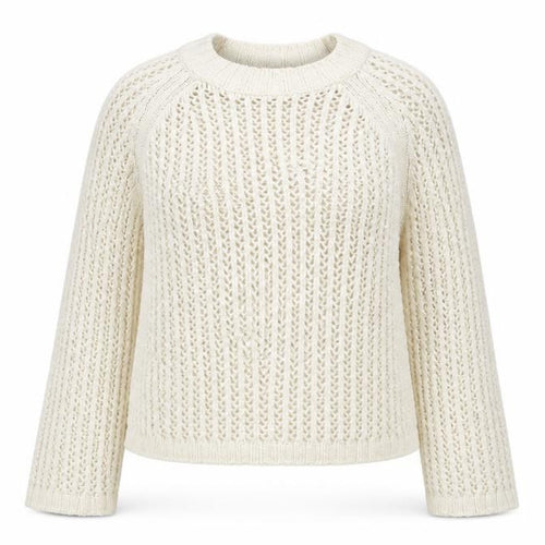 Marks and Spencer Per Una Women's Ivory Open-Knit Cotton Jumper L