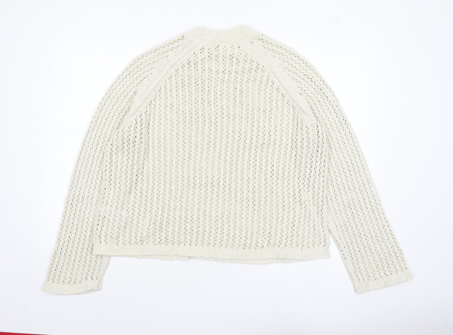 Marks and Spencer Per Una Women's Ivory Open-Knit Cotton Jumper L