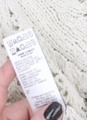 Marks and Spencer Per Una Women's Ivory Open-Knit Cotton Jumper L