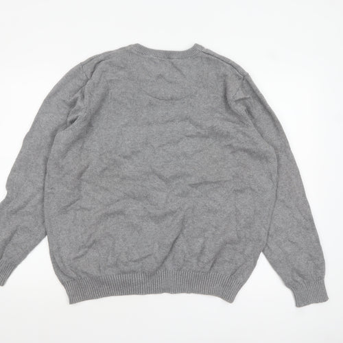 Maine New England Men's Grey Wool V-Neck Pullover Jumper XL