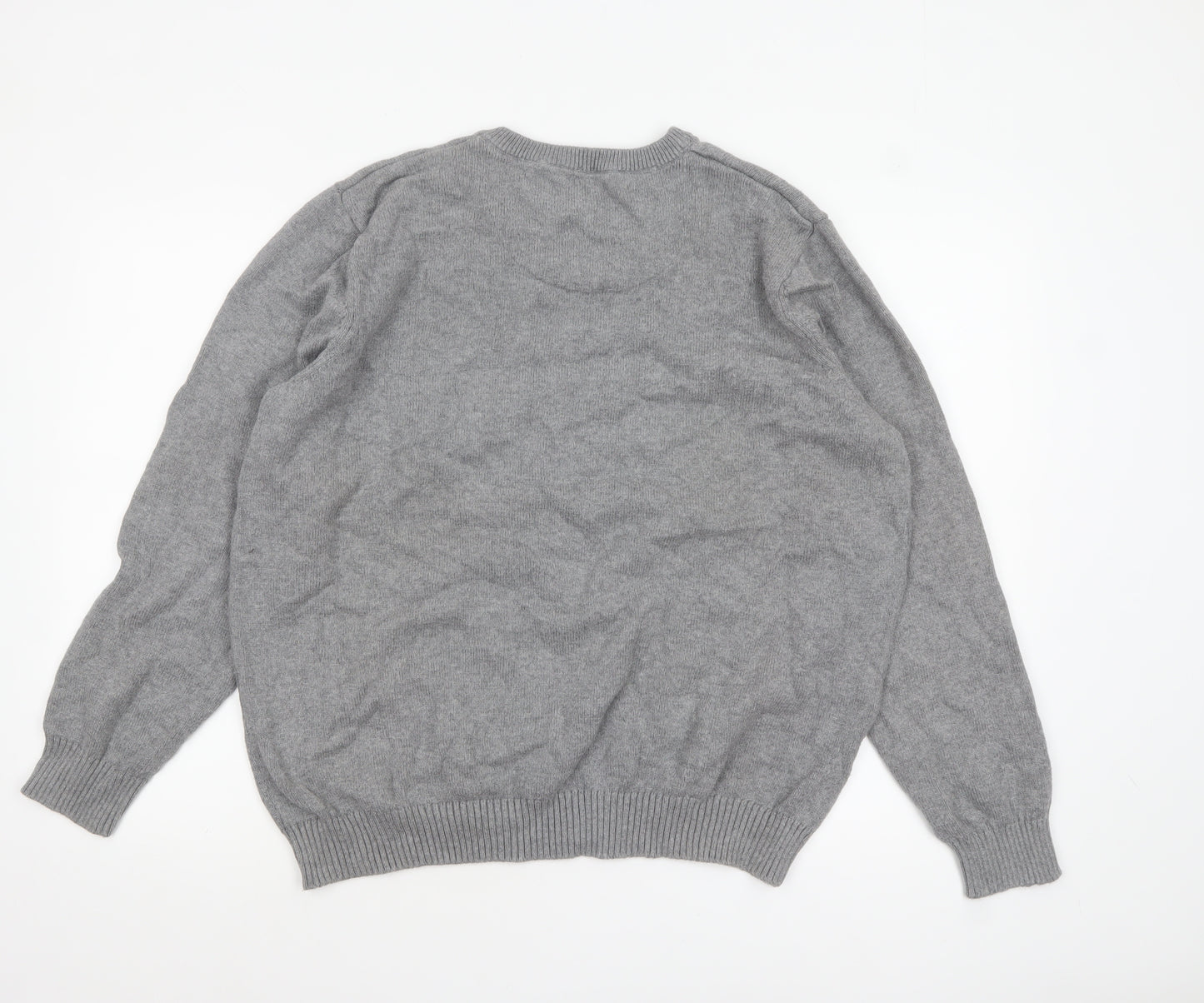 Maine New England Men's Grey Wool V-Neck Pullover Jumper XL