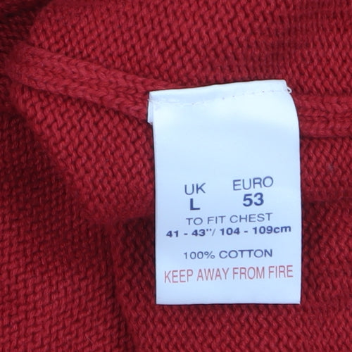 Principles Men Red Cotton V-Neck Pullover Jumper Size L