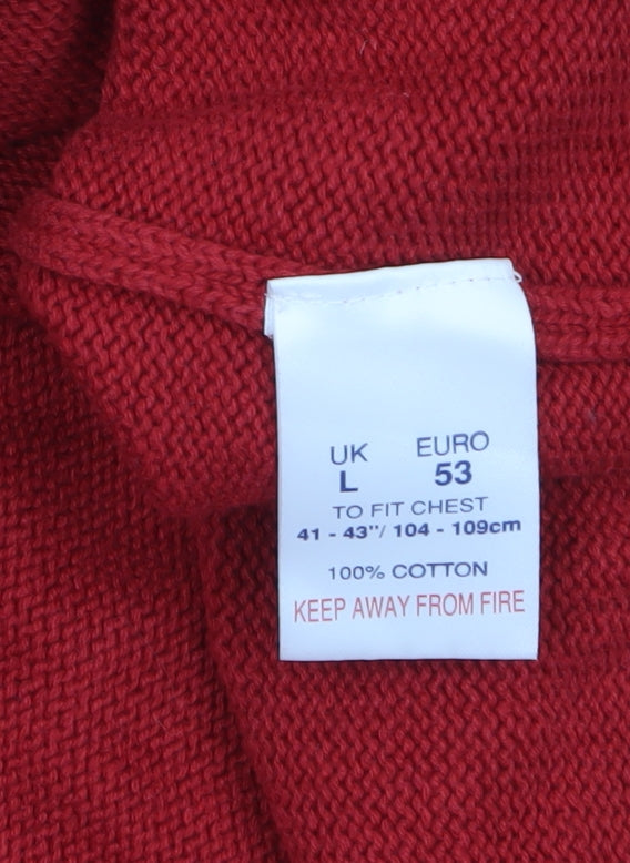 Principles Men Red Cotton V-Neck Pullover Jumper Size L