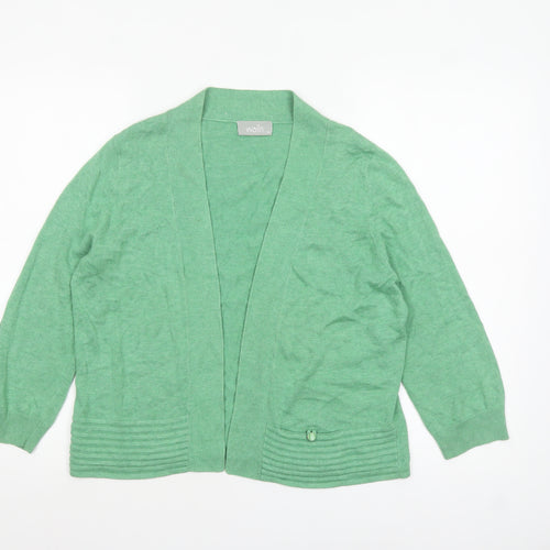 Wallis Womens Green Cotton Blend 3/4 Sleeve Open Cardigan M