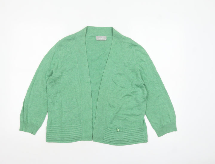 Wallis Womens Green Cotton Blend 3/4 Sleeve Open Cardigan M