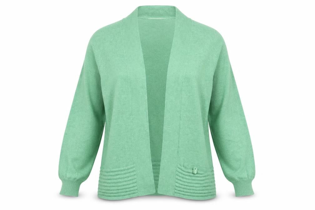 Wallis Womens Green Cotton Blend 3/4 Sleeve Open Cardigan M