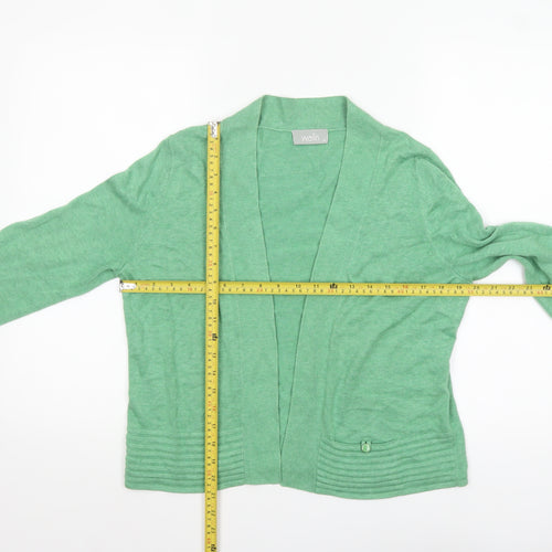 Wallis Womens Green Cotton Blend 3/4 Sleeve Open Cardigan M