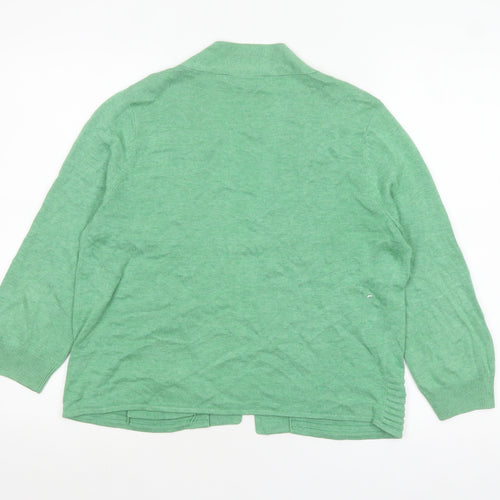 Wallis Womens Green Cotton Blend 3/4 Sleeve Open Cardigan M
