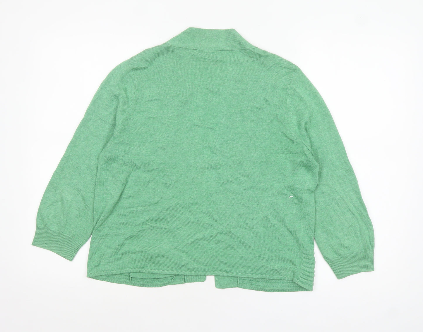 Wallis Womens Green Cotton Blend 3/4 Sleeve Open Cardigan M