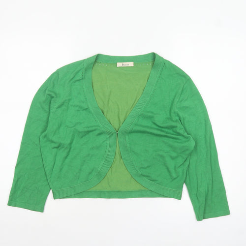 Precis Women’s Green Viscose Blend 3/4 Sleeve V-Neck Cardigan Size L