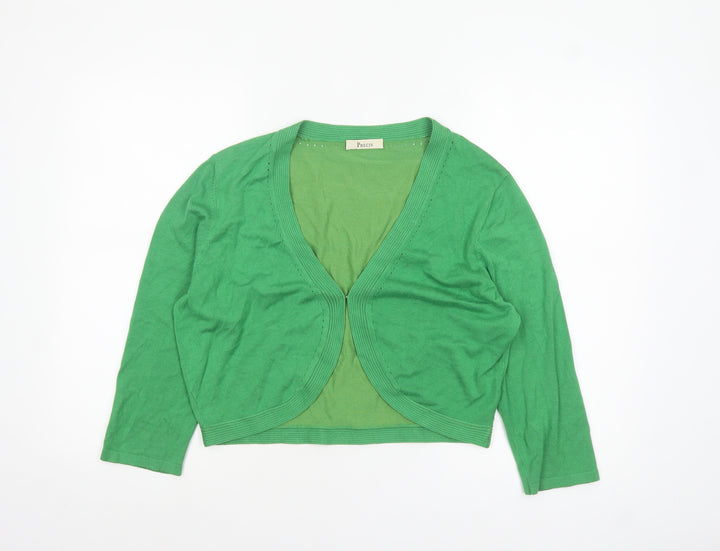 Precis Women’s Green Viscose Blend 3/4 Sleeve V-Neck Cardigan Size L